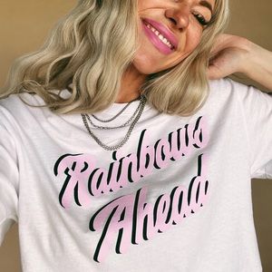 LALA Original Design: Rainbows Ahead Tee NEW! Size Large